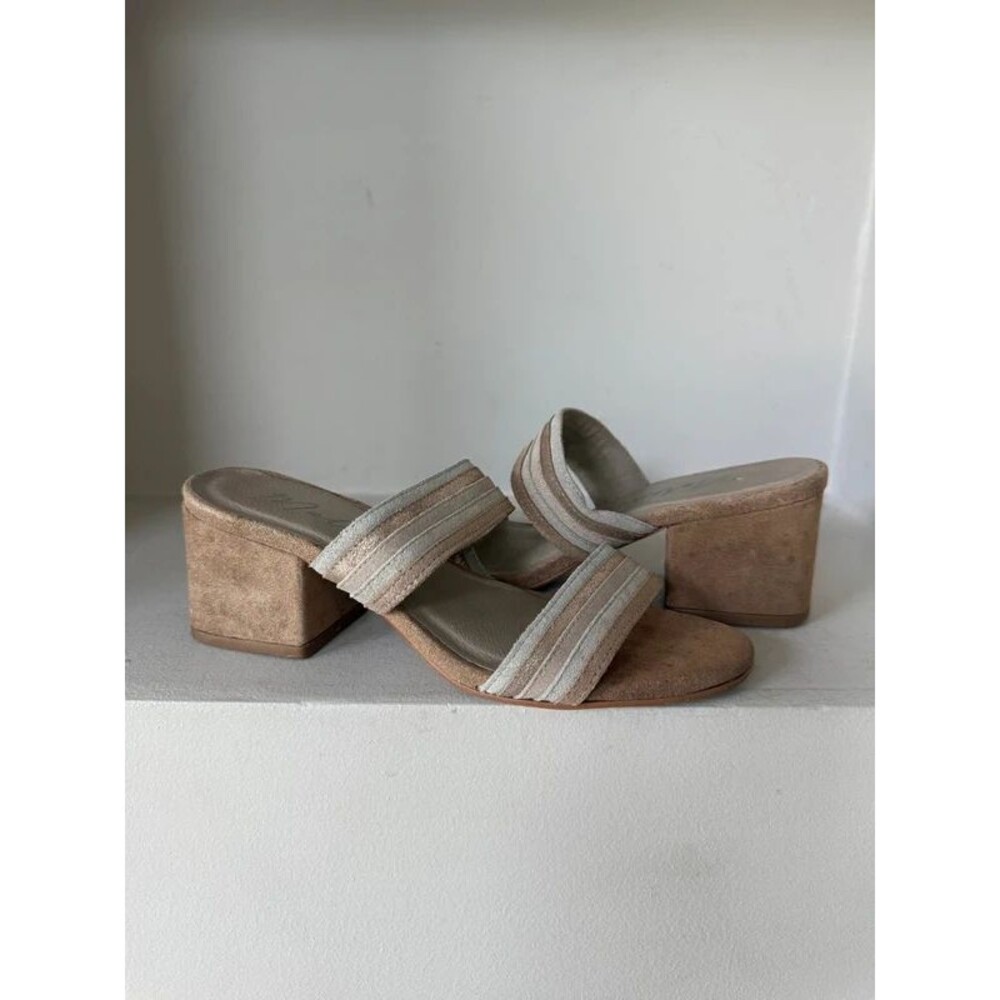 Matisse 6.5 M Suede Metallic Striped Block Heel Sandals Brazil